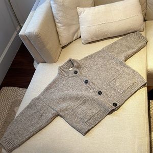 Babaa Beige Wool Blend Button-Up Cardigan